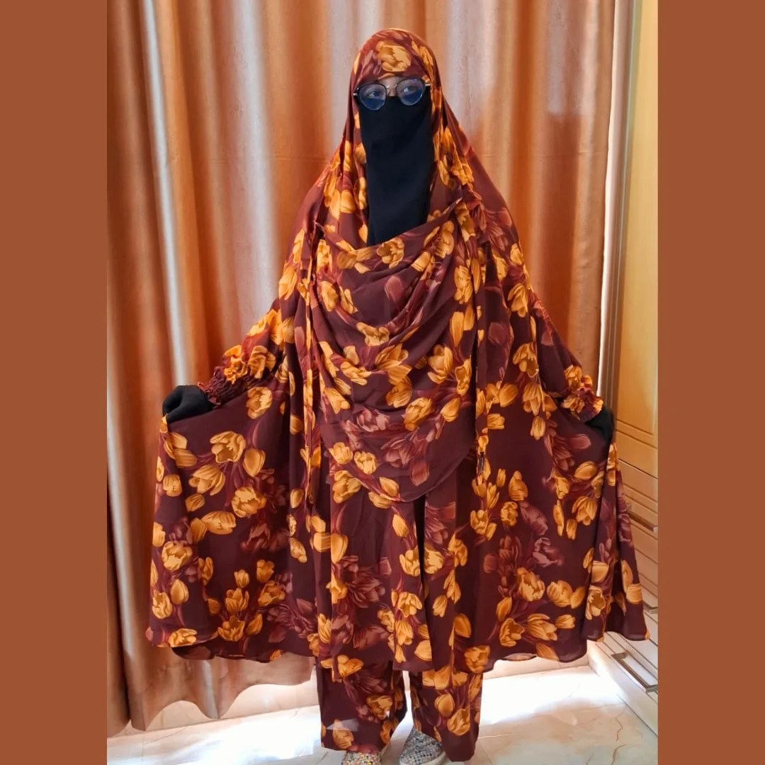 Cherry Georgette Fabric Khimar Set CG121